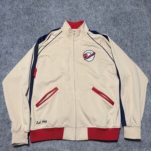 Rucker Vintage 1946 Track Jacket 3XL Beige Red Blue Streetwear Full Zip Sweater